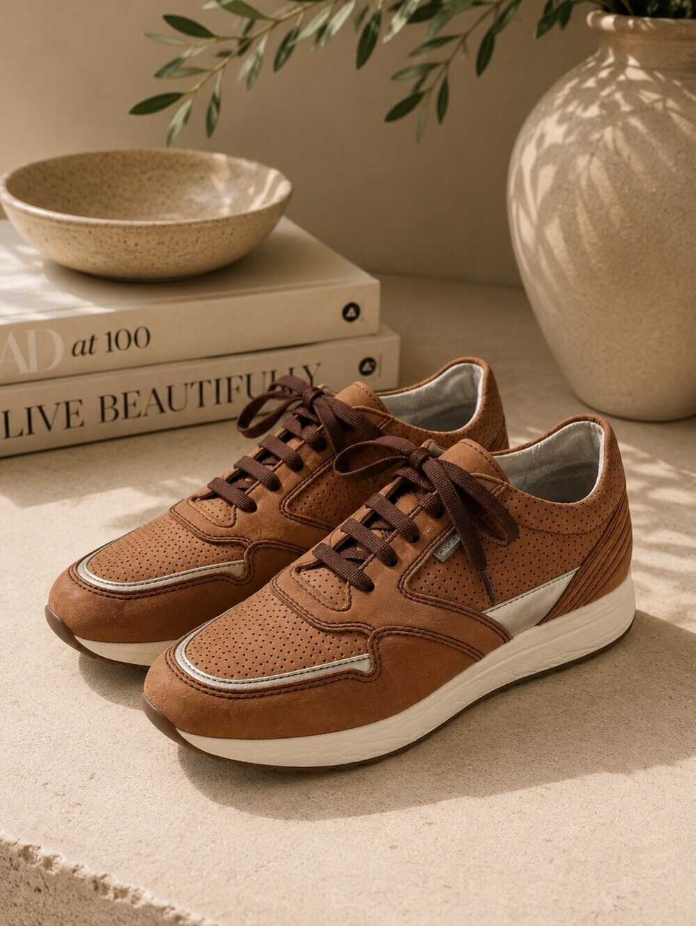 Stonefly Brown Leather Comfort Sneakers – Size 8